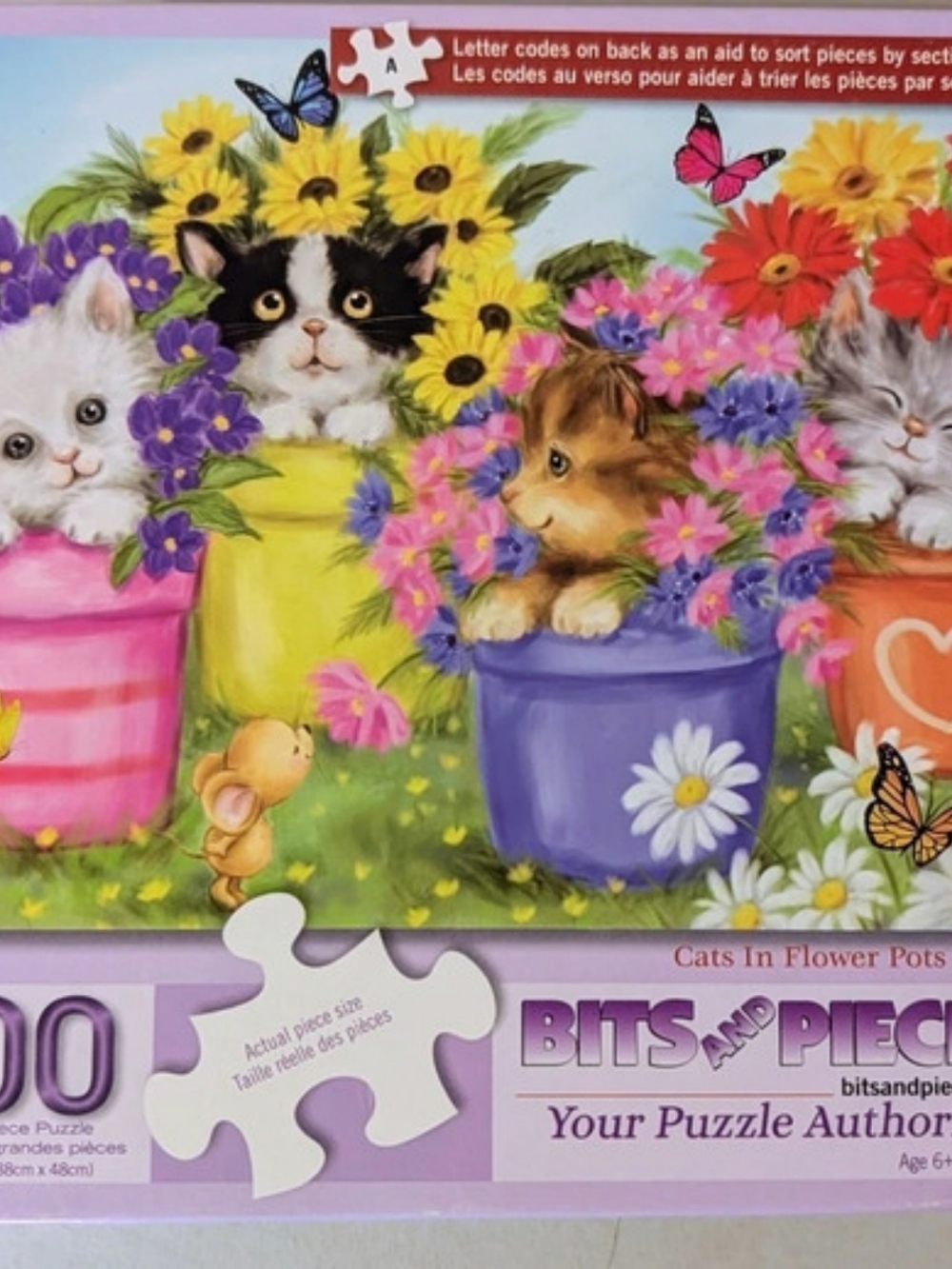 Bits And Pieces Cats in Flower Pots by Makiko 100-Piece Puzzle